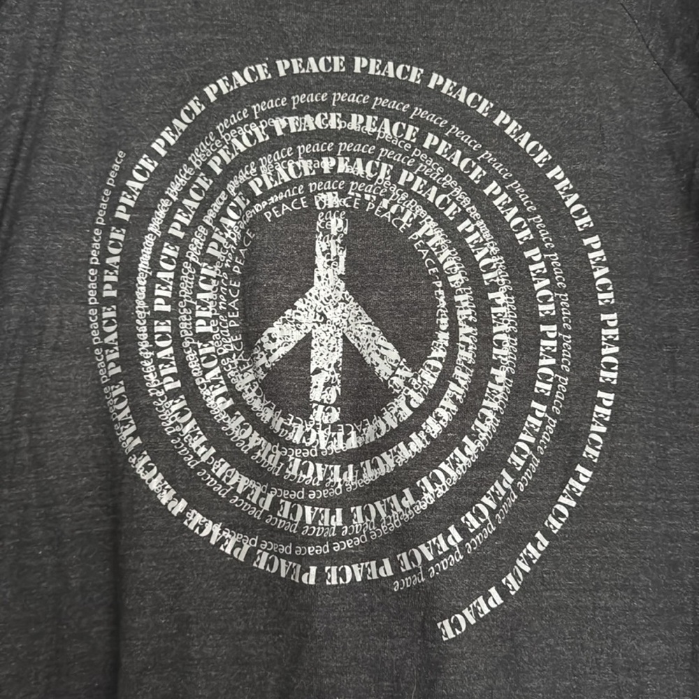 Black Peace Sign Women's Jersey Knitt Top size L - Picture 2 of 4